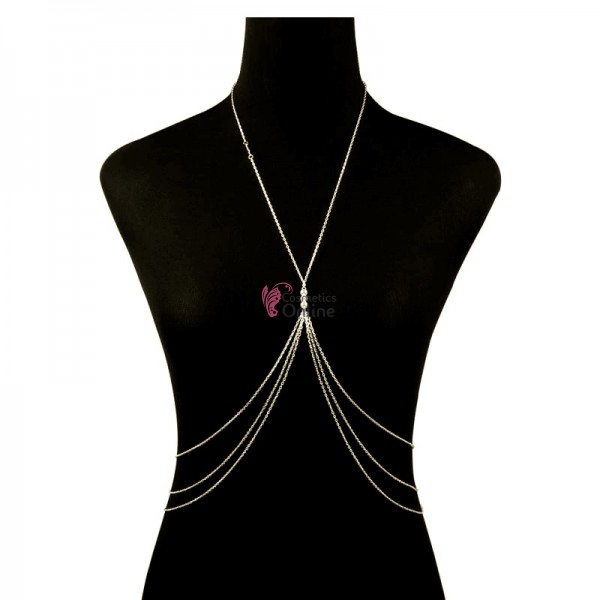 Accesoriu de bust Luxury BLX008 din metal cu perle pentru rochii elegante, costum de baie - Auriu